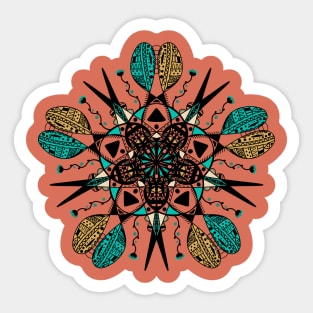 Trendy stylish multicolor print mandala. Hand drawn illustration. Posters and Art Prints Sticker